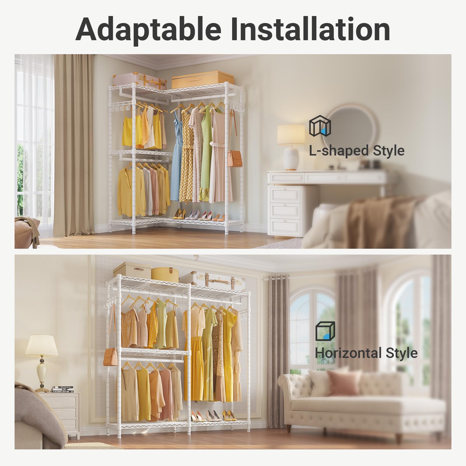 WHAT WE WANT WWW_RACK （L） 2個 Amazon.com: VIPEK L4 Garment Rack L Shaped Clothes Rack for Corner